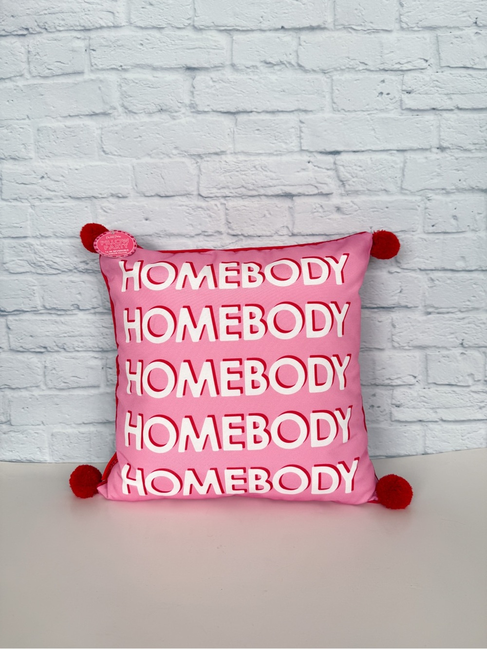New “Homebody” Accent Pillow Pink & Red Checkered Packed Party